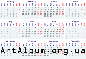 Clipart calendar for 2021 in english