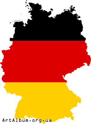 Clipart map of Germany (Deutschland) with flag