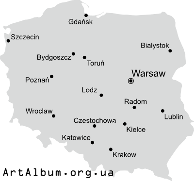 Clipart map of Poland (Polska) in english