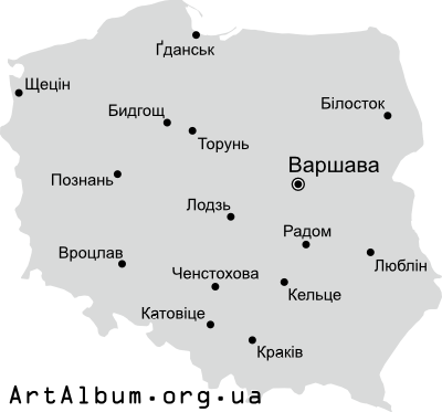 Клипарт карта Польши (Polska) по-украински