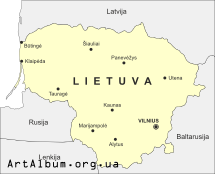 Clipart map of Lithuania in lithuanian