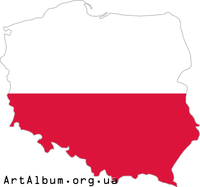 Clipart map of Poland (Polska) with flag
