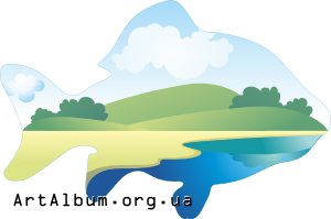 Clipart Landscape in silhouette of fish